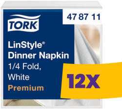 Tork LinStyle® Dinner szalvéta Fehér - 39x39cm, 1/4 hajtás, 50 lap (Karton - 12 csg) (478711)