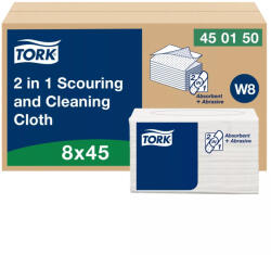Tork 2 in 1 súroló- és tisztítókendő 45db (Karton - 8 csomag) (450150)