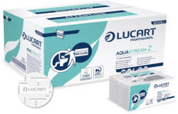 Lucart Lucart Aquastream Z20 vízben oldódó keskenyített hajtogatott kéztörlő - 2 rétegű, hófehér, 242 lap (Karton - 15 csomag) (864018U)