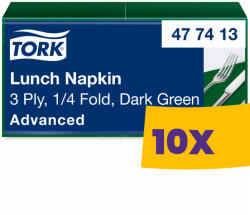 Tork Lunch szalvéta Sötétzöld - 3 rétegű, 33x33cm, 1/4 hajtás, 150 lap (477413)