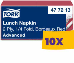 Tork Lunch szalvéta Bordó - 2 rétegű, 33x33cm, 1/4 hajtás, 200 lap (Karton - 10 csg) (477213)