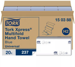 Tork Xpress® Multifold hajtogatott kéztörlő - 2 rétegű, kék, 237 lap (Karton - 20 csg) (150388)