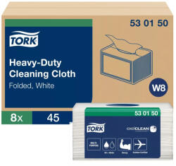 Tork nagy teljesítményű tisztítókendő - fehér, 31, 5x38, 5cm, 45 lap (Karton - 8 csg) (530150)