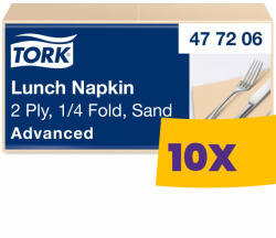 Tork Lunch szalvéta Csontszínű - 2 rétegű, 33x33cm, 1/4 hajtás, 200 lap (Karton - 10 csg) (477206)