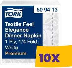 Tork Premium Elegance szalvéta Fehér - 39x39cm, 1/4 hajtás, 50 lap (Karton - 10 csg) (509413)