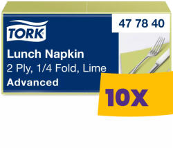 Tork Lunch szalvéta Lime - 2 rétegű, 33x33cm, 1/4 hajtás, 200 lap (Karton - 10 csg) (477840)