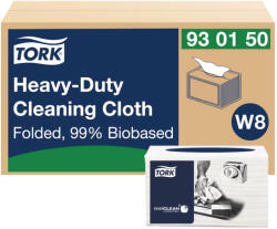 Tork nagy teljesítményű tisztítókendő 99% bioalapú - fehér, 15, 2x12, 4cm, 50 lap (Karton - 8 csg) (930150)