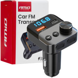 AMiO Prémium Bluetooth FM Transzmitter - USB-C és USB-A Gyorstöltéssel, telefonkihangosítóval (04647)