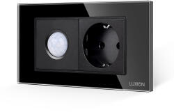 Luxion Senzor de Miscare 2M si Priza Schuko LUXION cu Rama din Sticla, Standard Italian, 4M SmartElectro IntelligentHouse (LXI-051/45GF-B)