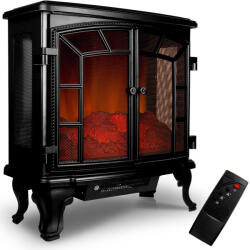 Deuba Șemineu electric cu două uși cu ventilator și foc NEGRU