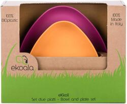 eKoala Еко комплект за хранене eKoala - 2 чинии, оранжево и лилаво (eK1007)