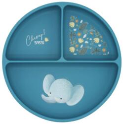 Sassi Силиконова чиния с вакуум Sassi - Chewy The Elephant, синя (SSSI0658)