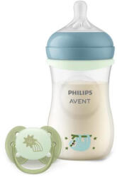 Philips Комплект Philips Avent - Natural Response 3.0, Шише РР, 260 ml, среден поток + Залъгалка 0-6 м, светещи (SCD838/17) - ozone