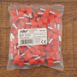 Stilo érvéghüvely iker 2*10/14 piros - STI1121 (STI1121)