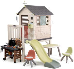 Smoby Căsuța pe piloni cu apă curgătoare în bucătărie House On Stilts Life Smoby cu tobogan și Filtru UV (SM810301-P) Casuta pentru copii