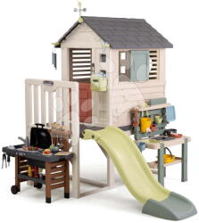 Smoby Căsuță pe piloni cu colț de lucru House On Stilts Life Smoby cu tobogan și filtru UV (SM810301-Q) Casuta pentru copii