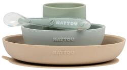Nattou Силиконов комплект за хранене Nattou - 4 части, Green/Multi (876827)