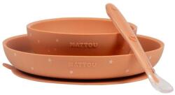 Nattou Силиконов комплект за хранене Nattou - 3 части, Terracotta (874502)