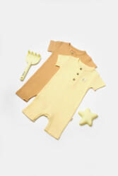 BabyCosy Set 2 salopete scurte Bamboo, galben, BabyCosy, 50%bumbac+50% bambus (Marime: 12-18 Luni) (BC-CSYB9037-12) - roua