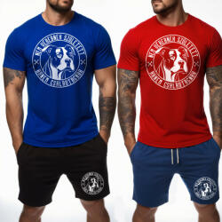  Nem vérebnek született, hanem családtagnak - Amstaff férfi póló (kék, piros) + rövidnadrág (fekete, navy)