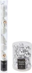 H&L karácsonyfadíszek készlete, 3 cm átmérő, 9 darab, fehér + 2, 5 cm átmérő, 24 darab, ezüst