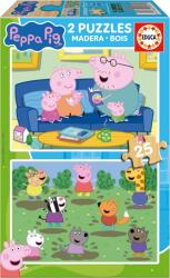 Educa Puzzle din lemn pentru copii Educa din 2 x 25 piese - Peppa Pig (EDU20324) Puzzle