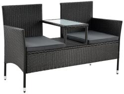 Juskys Polyrattan kerti dupla pad beépített asztallal fekete (200163)