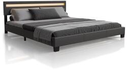 Juskys Modern szürke kárpitozott ágy 180x200 LED-del és léces vázza (28913)