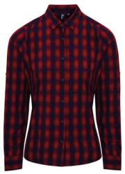 Premier Női Mulligan mintás ing PR350, piros/sötétkék, XS (pr350re/nv-xs)