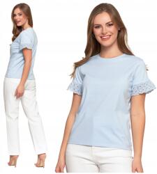 Moraj Női blúz, Moraj, pillangós ujjú, csipke, kék, pamut, S INTL (happycolors_5902720546002)