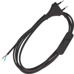 ELMARK 47007/bl Tápkábel H03vv-f 2g0, 50mm? Kapcsolóval 2m Fekete (47007/bl)