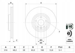 Bosch Féktárcsa Jaguar Xe 2.0 Előre 15-20