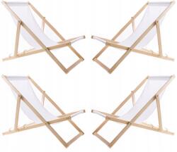 Woodok 4X Kerti Napozóágy Fából Összecsukható Woodok Fehér Szövet (4XL77021045)