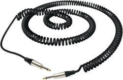 RockCable Tekercselt hangszerkábel 5m Egyenes TS Aranyozott csúcs Fekete