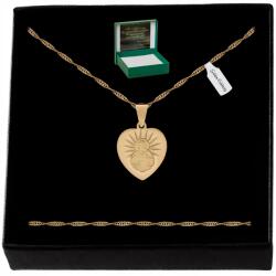 Golden Celebrity Gyönyörű Arany Lánc Medál Szív Kápolna 925 Gravírozás Bérmálás