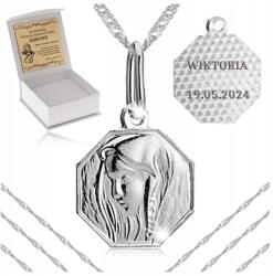 Golden Celebrity Gyönyörű Ezüst Lánc Medál Madonna 925 Ajándék Áldozás Keresztelő Gravírozás (pamiątka pierwszej komunii świętej srebro 925)