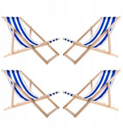 Woodok 4X Összecsukható Fa Kerti Napozóágy Woodok Kék Csíkokkal (L77021057)
