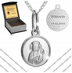 Golden Celebrity Ezüst Szingapúri Nyaklánc Szűzanya Medál Pr 925 Ajándék Gravírozás (biżuteria na 18 20 30 40 50 60 70 80 grawer)