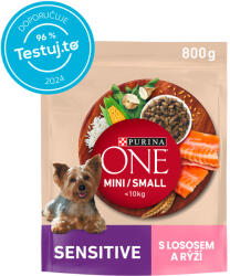 Purina One granulátum kutyáknak Mini Sensitive lazac 8x800 g