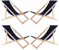 Woodok 4X Kerti Napozóágy Fából Összecsukható Woodok Sötétkék Szövet (L77021066)