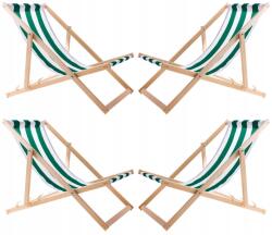 Woodok 4X Összecsukható Fa Kerti Napozóágy Woodok Zöld Csíkokkal (L77021060)