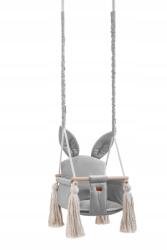  Hinta gyerekeknek Nyuszi velvet ház kert- szürke szín (Huśtawka królik)