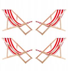 Woodok 4X Összecsukható Fa Kerti Napozóágy Woodok Piros Csíkokkal (L77021054)