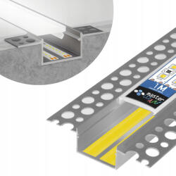 Masterled Profil LED szalagokhoz ezüst eloxált tejszerű 1m GK Masterled (LVTPRO0100)