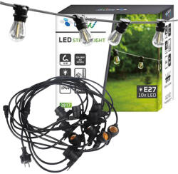 Masterled LED girland fényfüzér 10x E27 fekete 10m IP44 Masterled (LVTOPR3544)