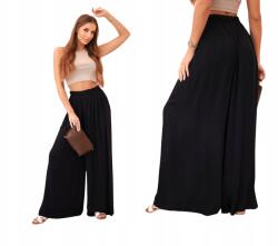 Kesi Fekete széles, magas derekú viszkóz női nadrág (5907302818324)