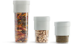 Lékué Flip Storage Food Container Set 3 darabos bővíthető élelmiszertároló szett, 1, 6L/0, 85L, műanyag, áttetsző/zöld