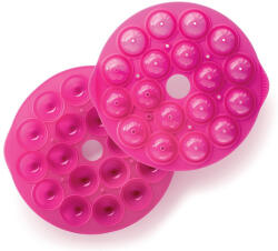 Lékué Cake Pops Mould 18 darabos sütinyalóka sütőforma, platina szilikon, rózsaszín