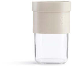 Lékué Flip Storage Food Container közepes bővíthető élelmiszertároló edény, 0.85L, műanyag, áttetsző/bézs