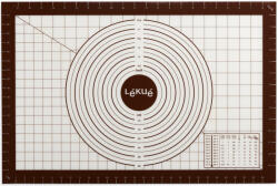 Lékué Non-stick Silicone Pastry Mat tapadásmentes nyújtólap mérőskálával, 60x40cm, platina szilikon, barna